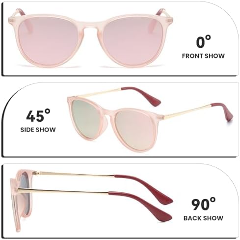 CIKJUK Kids Sunglasses Boys Girls Polarised Metal Round Frame Mirrored 100% UV Protection For Childrens