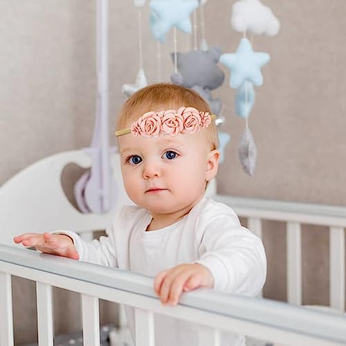 Cinaci 5 Pack Delicate Floral Flower Nylon Headbands Hair Bands Accessories For Baby Girls Newborns Infants Toddlers Kids (5 Pack S10)