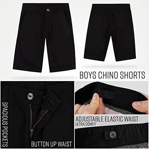 CityComfort Boys Shorts Cotton Chino Shorts Breathable Knee Length Adjustable Waist Summer Essentials Holiday Smart Casual
