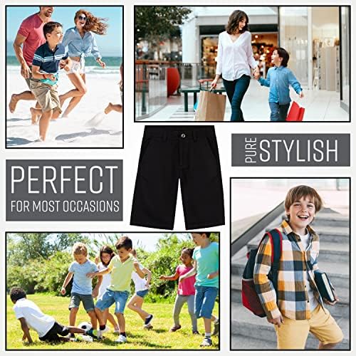 CityComfort Boys Shorts Cotton Chino Shorts Breathable Knee Length Adjustable Waist Summer Essentials Holiday Smart Casual