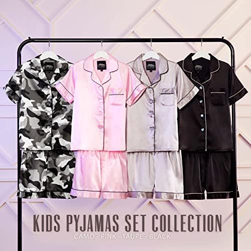 CityComfort Girls Pyjamas For Kids & Teenagers Summer Nightwear Sets Button Down Satin Short PJs Breathable Soft Loungewear Short Sleeved Jammies For Girls