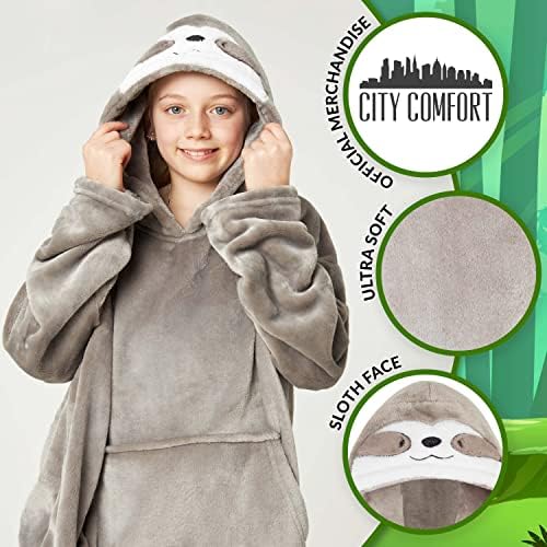 CityComfort Hoodie Blanket For Girls & Teenagers Sloth Fleece Wearable Blanket Warm Camo Oversized Hoodie With Cosy Sherpa Hood Loungewear Gifts