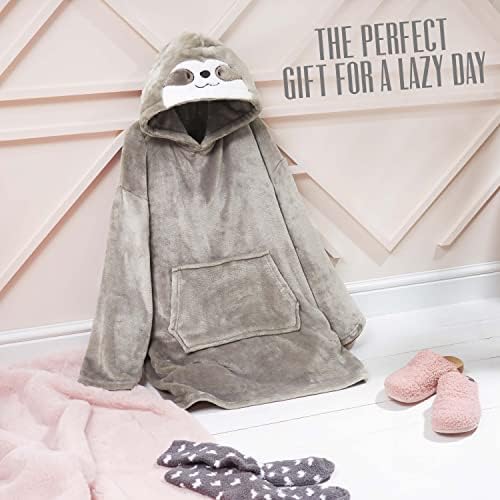 CityComfort Hoodie Blanket For Girls & Teenagers Sloth Fleece Wearable Blanket Warm Camo Oversized Hoodie With Cosy Sherpa Hood Loungewear Gifts