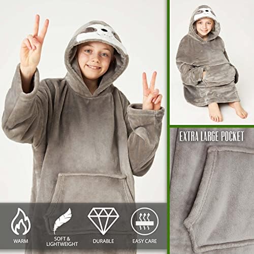 CityComfort Hoodie Blanket For Girls & Teenagers Sloth Fleece Wearable Blanket Warm Camo Oversized Hoodie With Cosy Sherpa Hood Loungewear Gifts