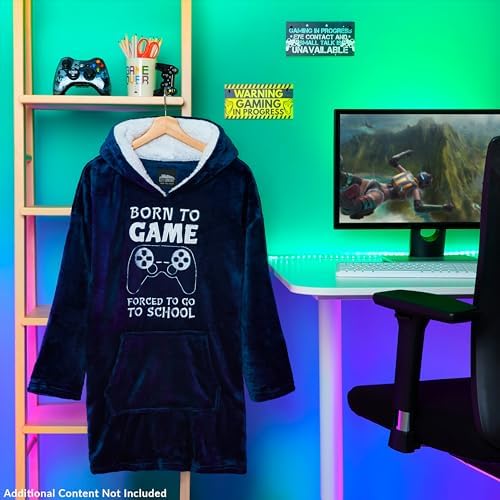 CityComfort Hoodie Blanket For Kids & Teenagers Fleece Wearable Blanket Warm Gamer Football Oversized Hoodie With Sherpa Hood Loungewear Gaming Gifts