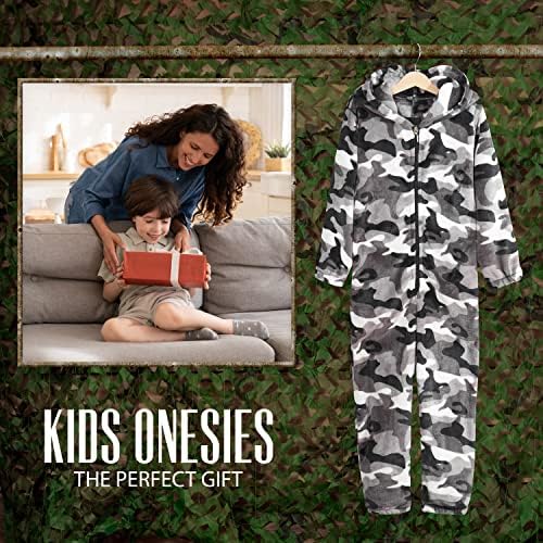 CityComfort Onesies For Boys Fluffy Fleece Pyjamas For Kids And Teenage Boys Girls Gaming Onesie Camo Onesie Warm Winter Kids PJs 7-14 Years