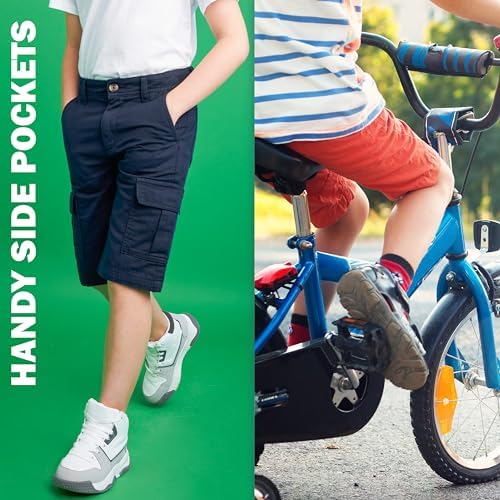 CityComfort Shorts Boys Teenagers Cargo Shorts With Pockets Comfy Adjustable Lightweight Cotton Breathable Summer Holiday