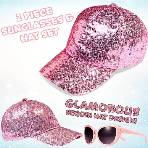 CityComfort Sunglasses Baseball Cap Girls Accessories Set Summer Lightweight Sun Hat UV Kids Sunglasses Beach Holiday