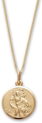 CJoL - 9ct Yellow Gold Boys 10mm Round St Christopher Pendant With Optional Chain In Gift Box