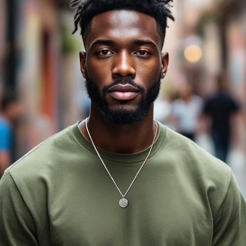 CJoL - Antique Finish Solid 925 Sterling Silver Boys 14mm Round St Christopher Pendant With Optional Chain In Gift Box