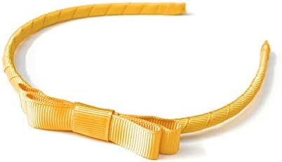 Classic Girls Children's Hair Bow Alice Band Headband Handmade for School Wedding Birthday Party Gift- over 20 Colours (Mustard Yellow)