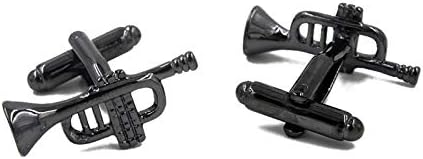 Classical Music Trumpet Instrument Gun Black Cufflinks
