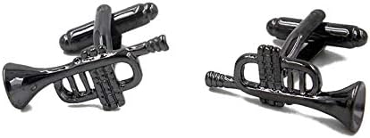 Classical Music Trumpet Instrument Gun Black Cufflinks