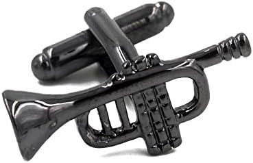 Classical Music Trumpet Instrument Gun Black Cufflinks
