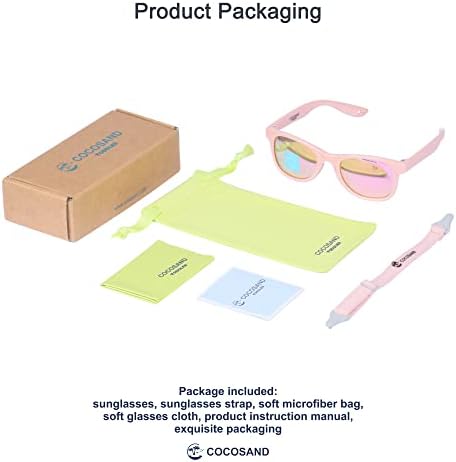 COCOSAND Baby Toddler Sunglasses With Strap Polarized Flexible Square Frame For Kids Girls Boys 2-6 Years Old