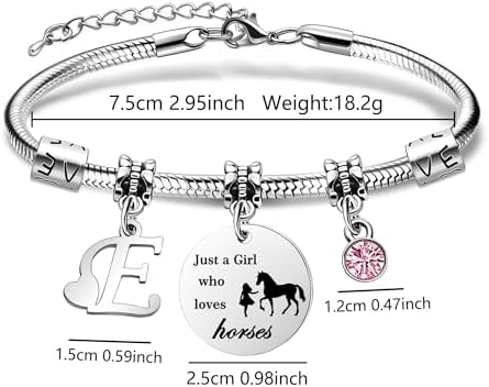 COEROW 26 Initial Letters Horse Bracelets Just A Girls Who Loves Horse Horse Bracelet For Women Girls