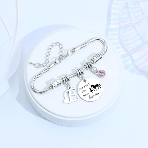 COEROW 26 Initial Letters Horse Bracelets Just A Girls Who Loves Horse Horse Bracelet For Women Girls