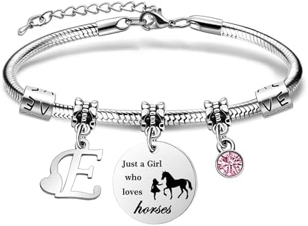 COEROW 26 Initial Letters Horse Bracelets Just A Girls Who Loves Horse Horse Bracelet for Women Girls