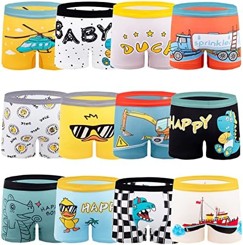 Cogindss Xmrlvn Boys Underwear Boxer Shorts Cotton Dinosaur Pattern Boxer Brief Underwear 12 Pack 3-13 Years