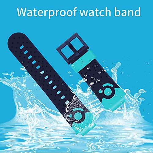 Coholl Kids Smart Watch Replacement Bands 16mm Compatible With MeritSoar SZBXD PTHTECHUS PROGRACE INIUPO 9Tong Silicone Watch Strap Girls Boys Student Gift (Black With Green)