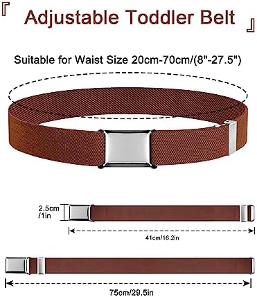 CoKeeSun 4 Pcs Elastic Kids Belt Stretch Kids Belts Adjustable Toddler Belt With Silver Square Buckle For Boys And Girls Jeans Shorts Trousers