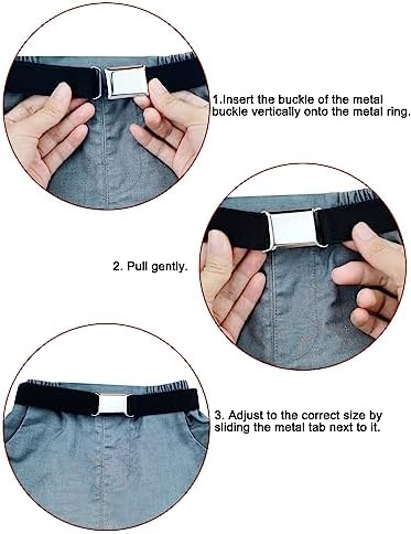 CoKeeSun 4 Pcs Elastic Kids Belt Stretch Kids Belts Adjustable Toddler Belt With Silver Square Buckle For Boys And Girls Jeans Shorts Trousers