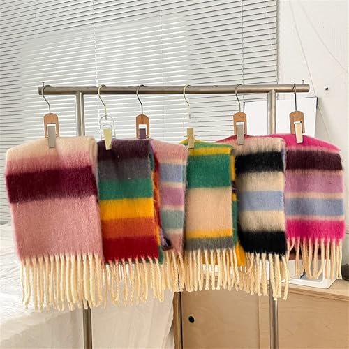 Colorful Rainbow Fringe Children's Scarf Warm And Comfortable Long Muffler Neckerchief For Boys Girls Aged 3 To 12T