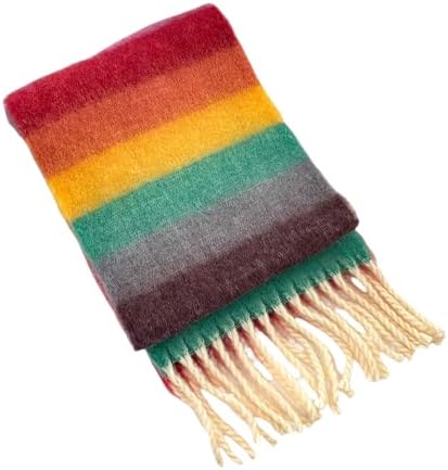 Colorful Rainbow Fringe Children's Scarf Warm And Comfortable Long Muffler Neckerchief For Boys Girls Aged 3 To 12T