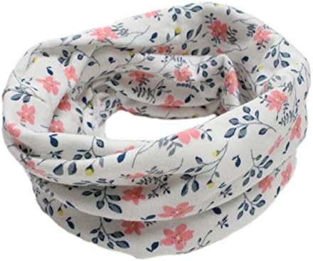 Colourful Baby World Kids Boys Girls Cotton Multi Use Neck Warmer Scarf Hat Bandana (White Flowers)