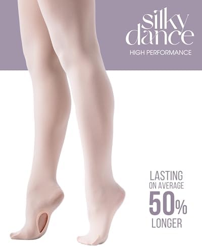Convertible Dance Ballet Tights In 70 Denier High Performance Fabric For Girls & Women In Pink & Tan