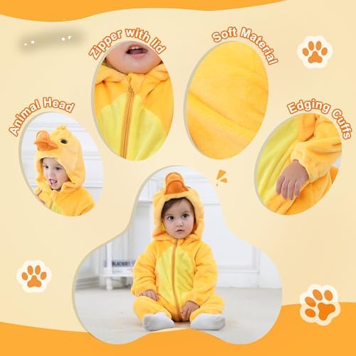 COOKY.D Baby Hooded Rompers Infant Winter Flannel Jumpsuit Pajamas 2-36 Months