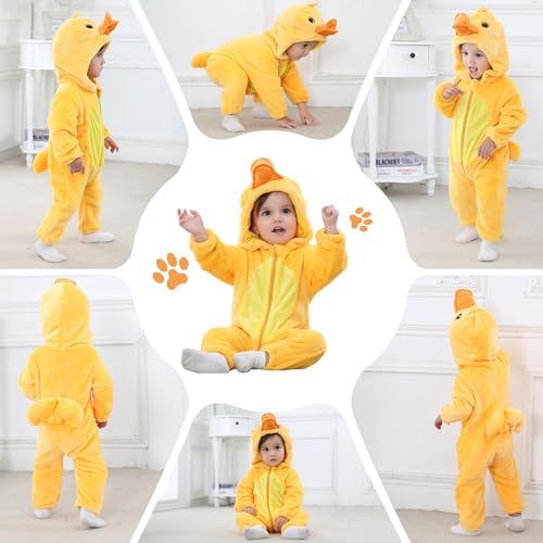 COOKY.D Baby Hooded Rompers Infant Winter Flannel Jumpsuit Pajamas 2-36 Months