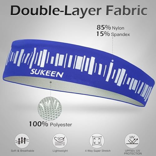 Cooling Sports Headbands For Men Women Sweat Bands Reflective Running Headband Moisture Wicking Sweatband Elastic Hair Bands Non Slip Sports Workout Headband For Gym Fitness Exercise