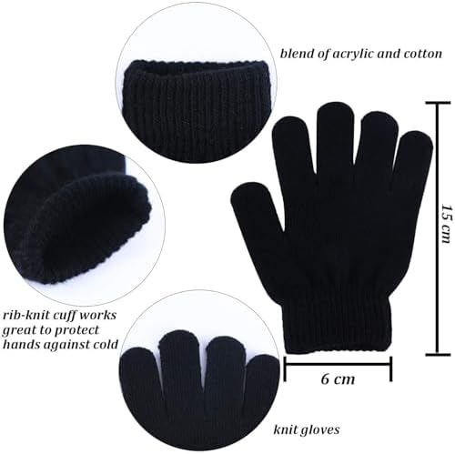 Cooraby 12 Pairs Kid's Winter Magic Gloves Children Stretchy Warm Knit Magic Gloves For Boys Or Girls
