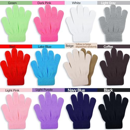 Cooraby 12 Pairs Kid's Winter Magic Gloves Children Stretchy Warm Knit Magic Gloves For Boys Or Girls