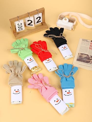 Cooraby 12 Pairs Kid's Winter Magic Gloves Children Stretchy Warm Knit Magic Gloves For Boys Or Girls