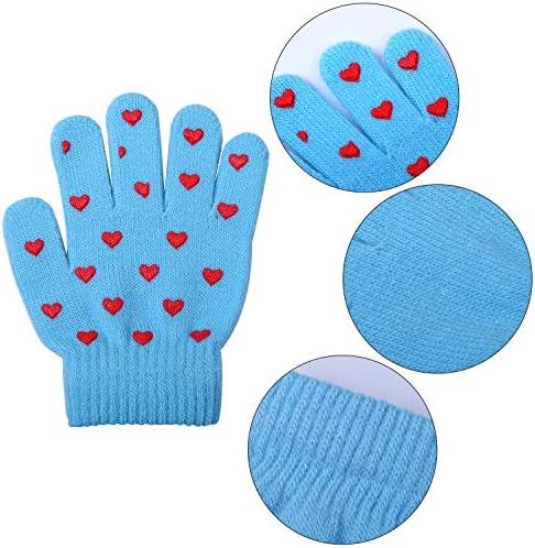 Cooraby 6 Pairs Kids Warm Magic Gloves Winter Stretchy Knit Gloves For Boys Girls