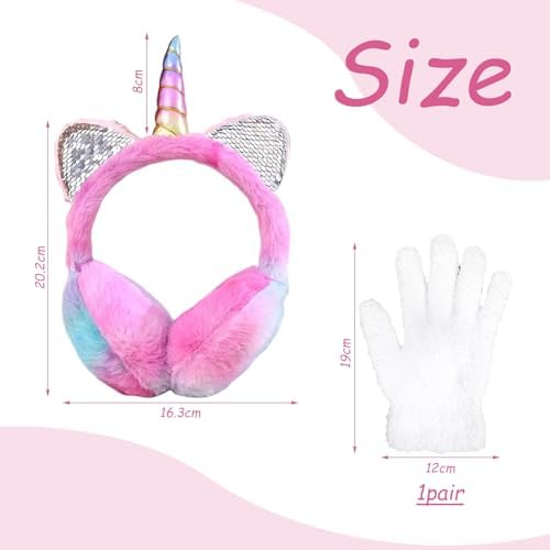 CQQNIU 1 Piece Of Cartoon Earmuffs And 1 Pair Of Plush Gloves Children'S Winter Accessories Thermal Supplies Cute Plush Earmuffs Windproof Earmuffs