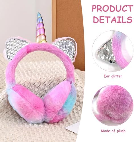 CQQNIU 1 Piece Of Cartoon Earmuffs And 1 Pair Of Plush Gloves Children'S Winter Accessories Thermal Supplies Cute Plush Earmuffs Windproof Earmuffs