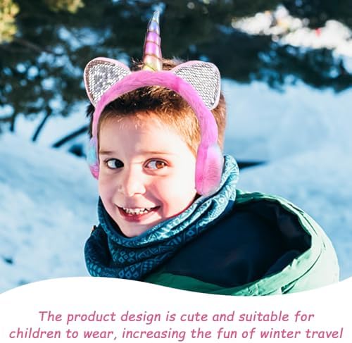 CQQNIU 1 Piece Of Cartoon Earmuffs And 1 Pair Of Plush Gloves Children'S Winter Accessories Thermal Supplies Cute Plush Earmuffs Windproof Earmuffs