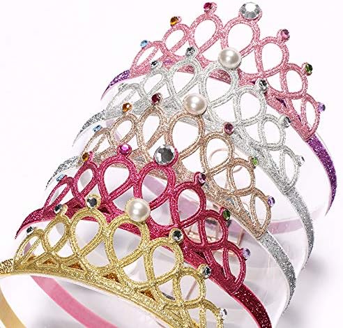 Crown Princess Kids Princess Tiara Elastic Hair Band Sparkling Crown Headband 5 PCS