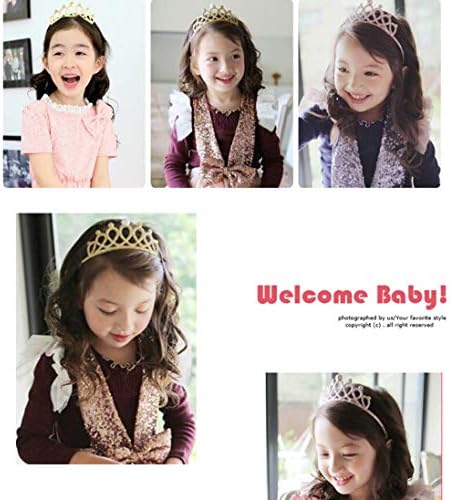 Crown Princess Kids Princess Tiara Elastic Hair Band Sparkling Crown Headband 5 PCS