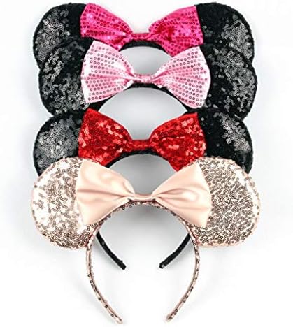 Cute Mickey Mouse Ears Headband Butterfly Glitter Hairband For Girls