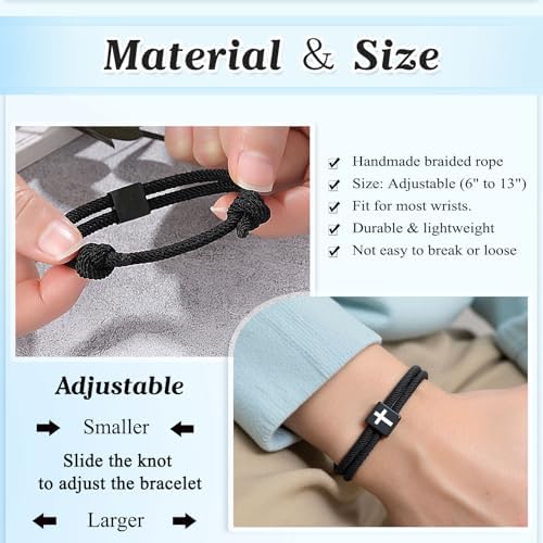 D Dongjiangjin Gift Gifts For Son/Grandson/Teen Boys Birthday Christmas First Communion Confirmation Gifts For Boys Cross Bracelets