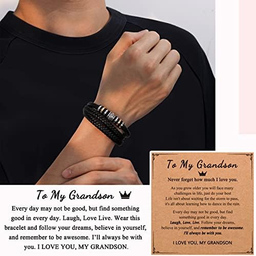 D Dongjiangjin Gift To My Son Grandson Nephew Leather Bracelet Birthday Easter Christmas Gifts For Teenage Teen Boys