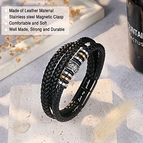 D Dongjiangjin Gift To My Son Grandson Nephew Leather Bracelet Birthday Easter Christmas Gifts For Teenage Teen Boys