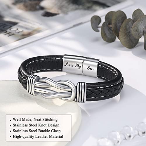 D Dongjiangjin Gift To My Son Grandson Nephew Leather Bracelet Birthday Easter Gradution Gifts For Teen Boys
