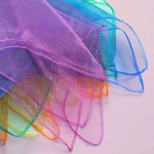 Dance Scarves 45x45cm Silk Music Movement Props Light Blue Dark Blue Sets 6 Each