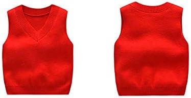 DCUTERQ Toddler Baby Boys Solid Color V Neck School Uniform Sweater Vest Knitted Sleeveless Pullover Waistcoat