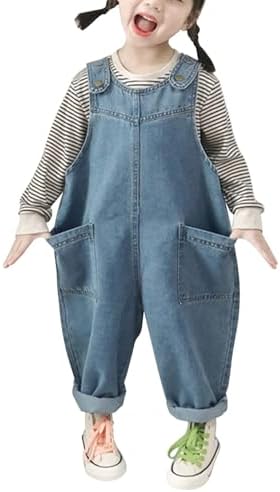 De feuilles Kids Denim Dungarees Overalls Denim Jeans Trousers Jumpsuit Outfits for Boys Girls